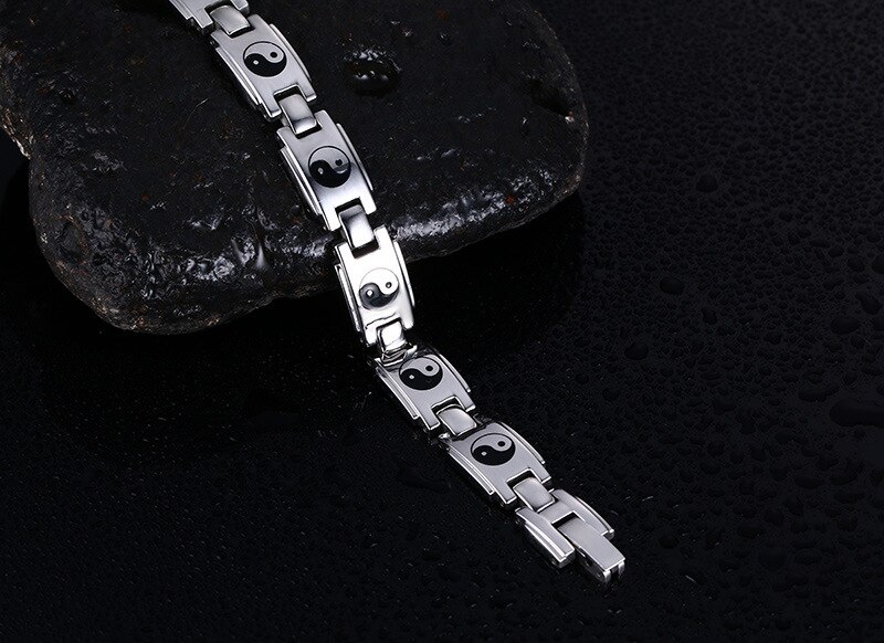 Taiji-bracelet de santé pour hommes, bijoux de montre en acier inoxydable, à la , avec aimant,