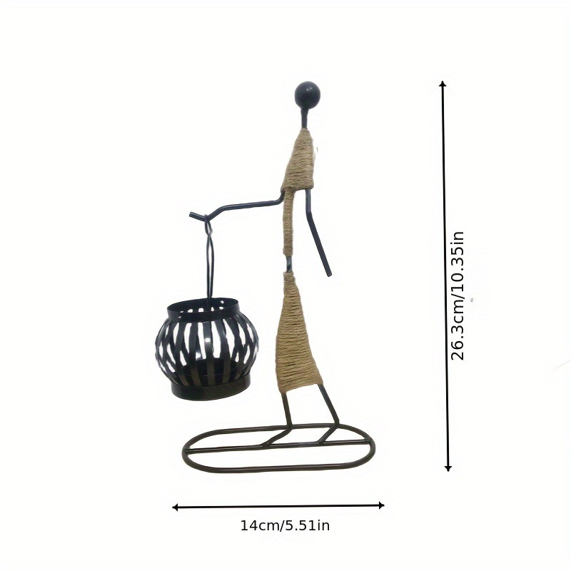 Portavelas de Metal nórdico, candelabro Vintage hecho a mano con personaje abstracto para boda, hogar, cafetería, mesa, decoración artística,: Plata