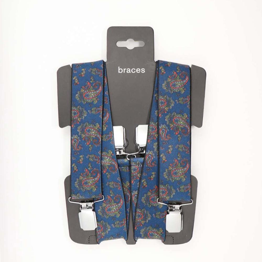 YBMB Bretels Mannen 4 Clips Bretels X-back Pa Hoge Elastische Business Mannen Driehoek Bretels mannen Mode shirt Brace s: Marineblauw