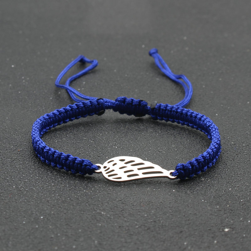 Bransoleta ze stali nierdzewnej Angel Wing Charm bransoletka ręcznie pleciona regulowana Lucky czerwona linka bransoletki dla kobiet mężczyzn biżuteria przyjaźni: Blue