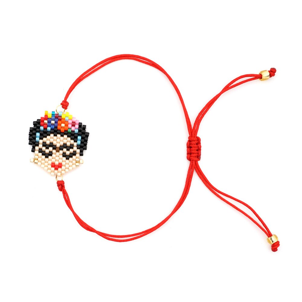 Ethnic Black Handmade Weaving Bracelets Tassel Boho Cartoon Charm Bracelets Fine Jewelry For Women Girls Valentine's Day: red 2