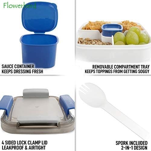 52oz Bento Lunch Box Salad Container for Lunch BPA Free Leak Proof Salad Dressing Container with Smart Lock Reusable Spork
