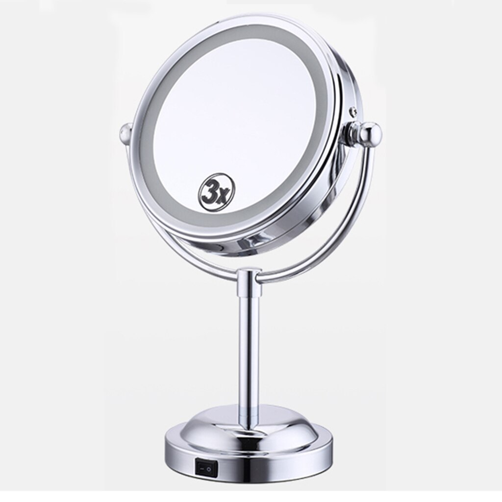 3x Magnifying Portable Lighted Free Standing Tabletop Bedroom Bethroom Shaving Makeup Mirror USB