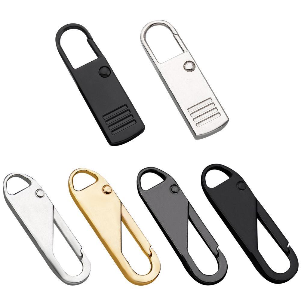 6 Pcs Universal Zipper Pull Tab Replacement Metal Handle Zipper Extender Handle Fixer Zipper Sliders for Backpack Jacket Handbag