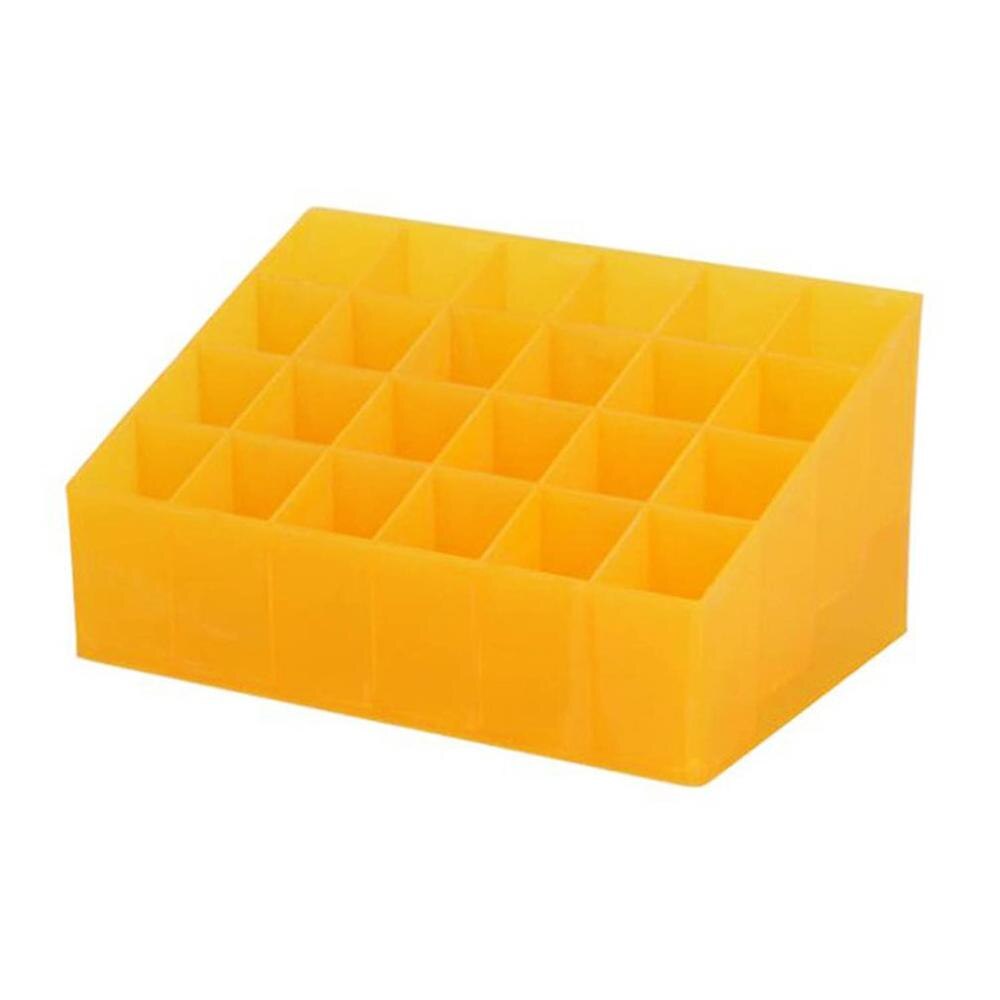 24 Grid Lipstick Houder Plastic Cosmetische Organisator Lipsticks Display Rack Draagbare Make Storage Box: yellow