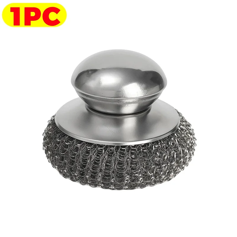 Spazzola per lavare in acciaio inossidabile Spazzola per pentole a sfera metallica con manici Pentole per piatti Pentole Strumenti per la pulizia Accessori per lavare i piatti da cucina: Blu