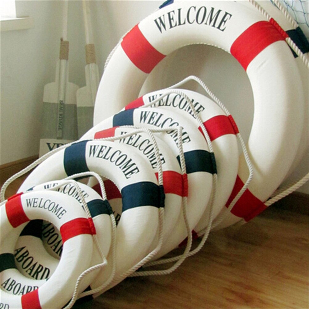 Welcome Aboard Nautical Life Lifebuoy Ring Boat Wall Hanging Home Decoration Mediterranean Style