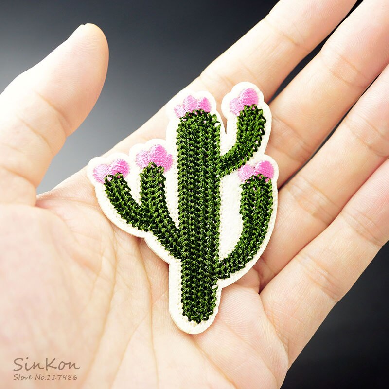 Cactus (Size:5.2X6.5 Cm) diy Badge Patch Geborduurde Applique Naaien Kleding Stickers Kledingstuk Kleding Accessoires Badges