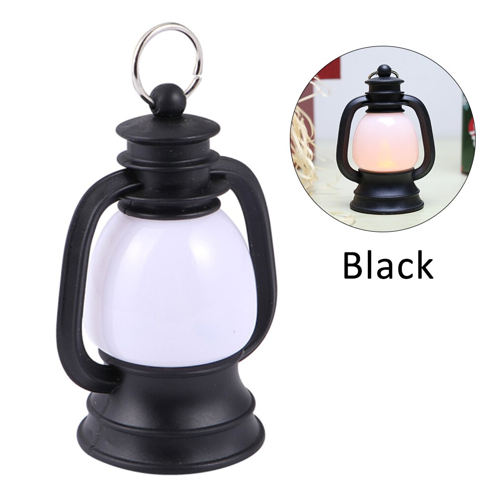 Bärbara lyktor retro liten fotogenlampa led vintage hästlykta mini ponnylampa nödtältslampa för utomhuscamping: Svart