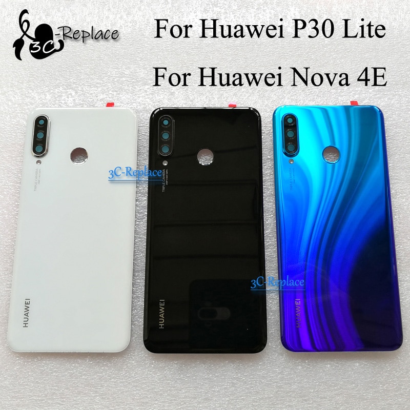 Capa de vidro original para huawei p30 lite/nova 4e mar lx1 l01 l21 l22, bateria de 6.1 polegadas capa traseira da bateria