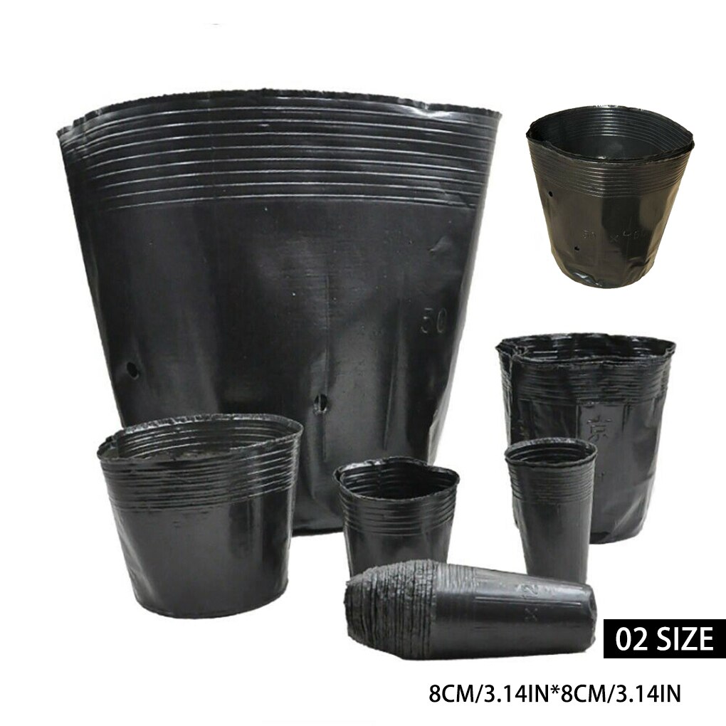 100Pcs Black Plant Potten Kwekerij Zaaien Potten Thuis Tuin Kwekerij Potten Kasplant Nursery Bloem Planten Zaailing Groeien Pot: 02 7x7cm