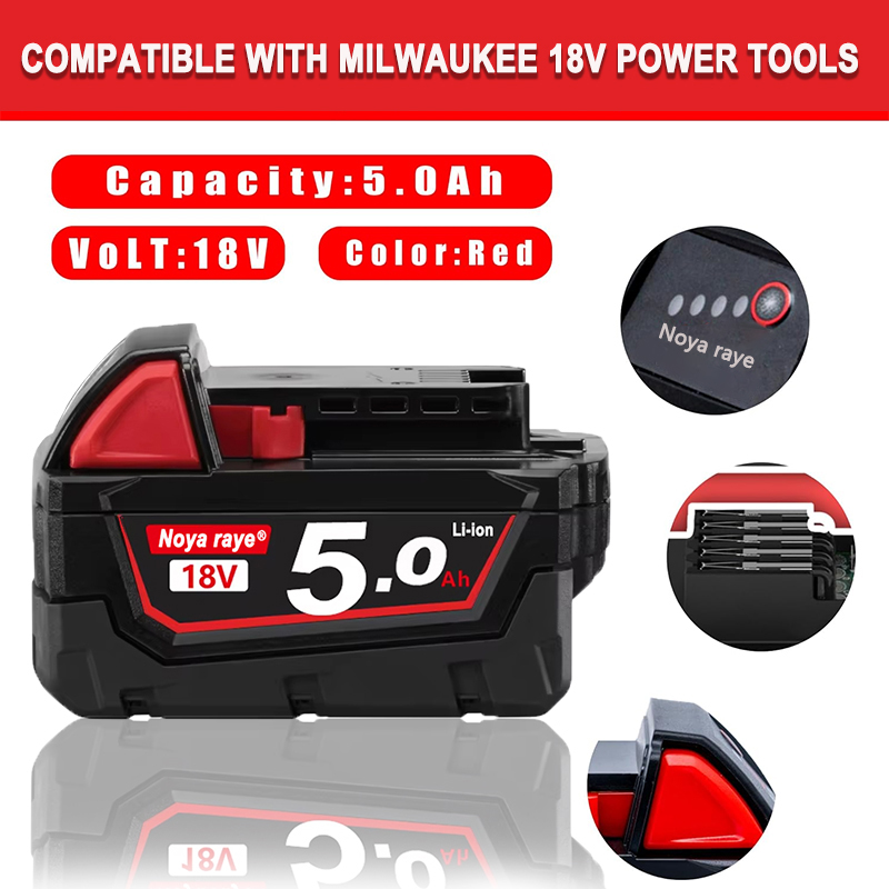 For Milwaukee M18 M12 Power Tool Battery XC 12v 18v 3Ah 5Ah 6Ah 9Ah M18B5 48-11-1815 48-11-1860 M18B2 M18B4 M18B5 Battery Packs