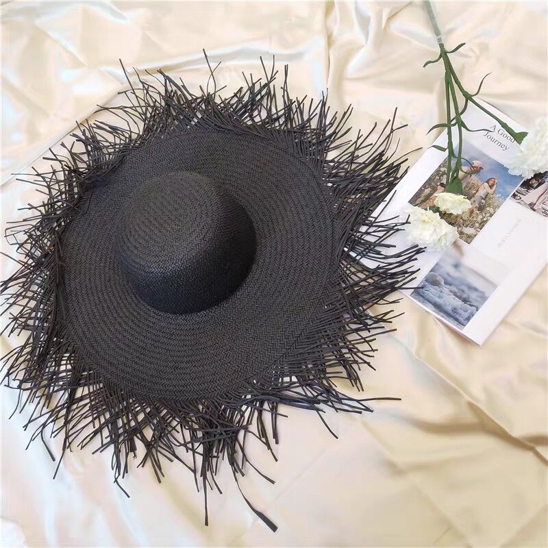 Sombreros de paja de ala grande para mujer, gorros de playa, de verano
