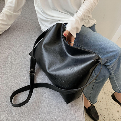 Große Kapazität Tote Für Frauen Große Crossbody Stil Pu Große Schulter Taschen Für Damen Handtaschen lässig Einfarbig Tote: Schwarz