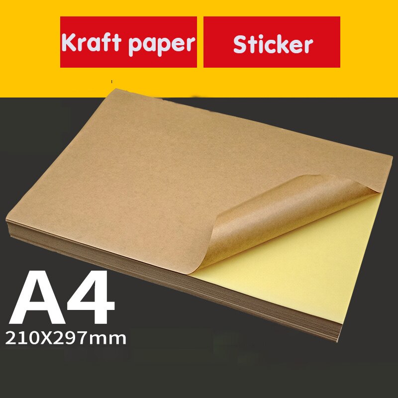 Papel Kraft autoadhesivo para impresora de chorro de tinta, A4 Li Huang, copia de papel sin papel, impresión autoadhesiva, 100 piezas