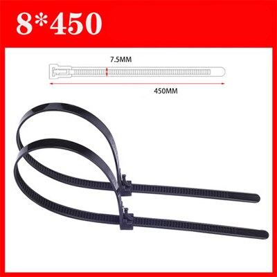 30PCS reusable self-locking plastic nylon cable ties, fixed nylon cable ties and detachable zipper cable ties, binding straps: 8x450black 30PCS