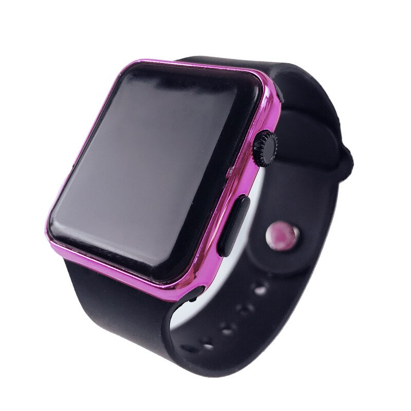 Studenten kijken naar mannen, led digitale horloges, vrouwen, elektronisch horloge, studenten, sporthorloges, siliconen, vierkant horloge, kinderhorloge, klok: Zwart paars