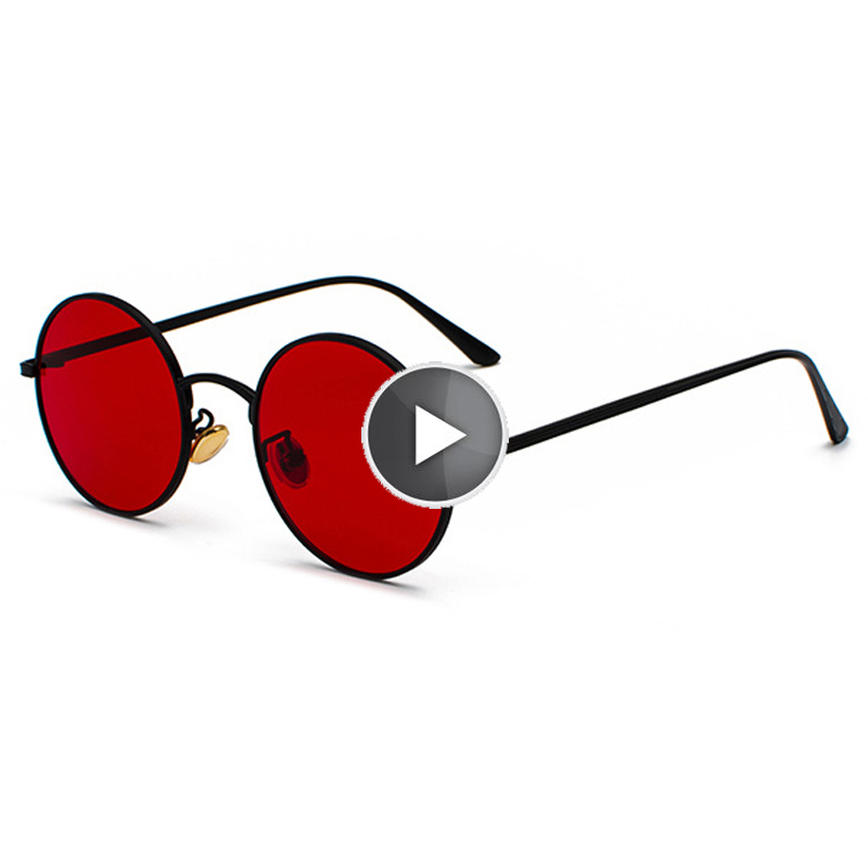 Peekaboo gold round metal frame sunglasses men retro summer style women red lens sun glasses unisex yellow pink black