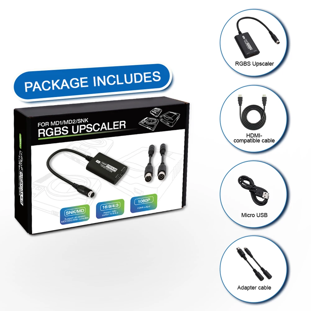 Game Console Video Adapter RGBS HDMI-compatibele Converter Console met beeldverhouding Schakelaar Game Accessoires voor SEGA MD1 MD2 SNK