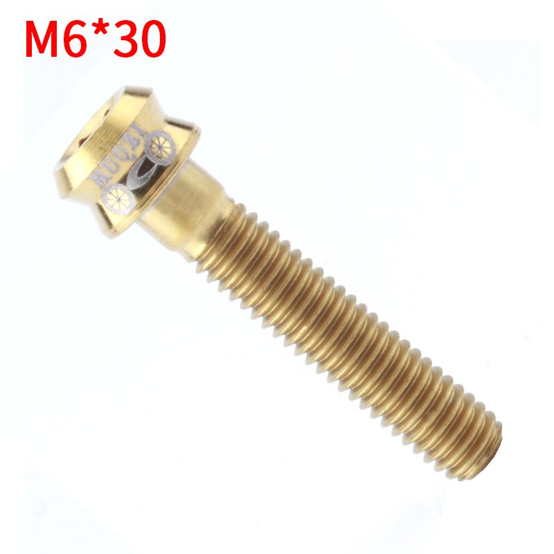 Muqzi pyörän haarukka kuulokkeen suojus titaaniruuvi  m6*30 m6*35mm varren yläkannen pultti 4 väriä mtb maantiepyörän osien tarvikkeet: M6-30 kultaa