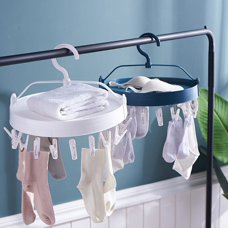 Household Multifunctional Circular Folding Drying Rack Underwear Socks Drying Rack Windproof and Inclined Rack for Socks