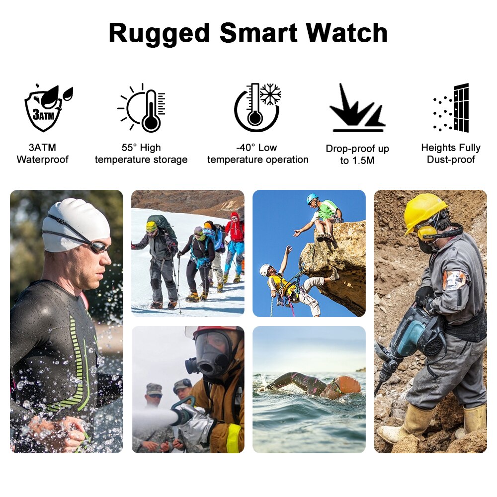 KOSPET ROCK Waterproof Smart Watch Men Women Heart Rate Blood Pressure Monitor Weather Sport Fitness Tracker Smartwatch