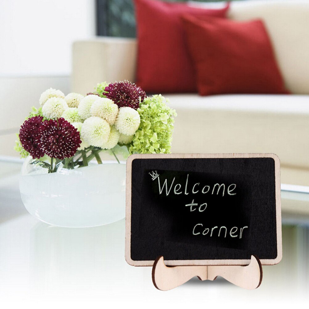 Mini Wooden Message Blackboard Chalkboard with Stand Small Black Notice Board Wedding Home Office Decor Supplies
