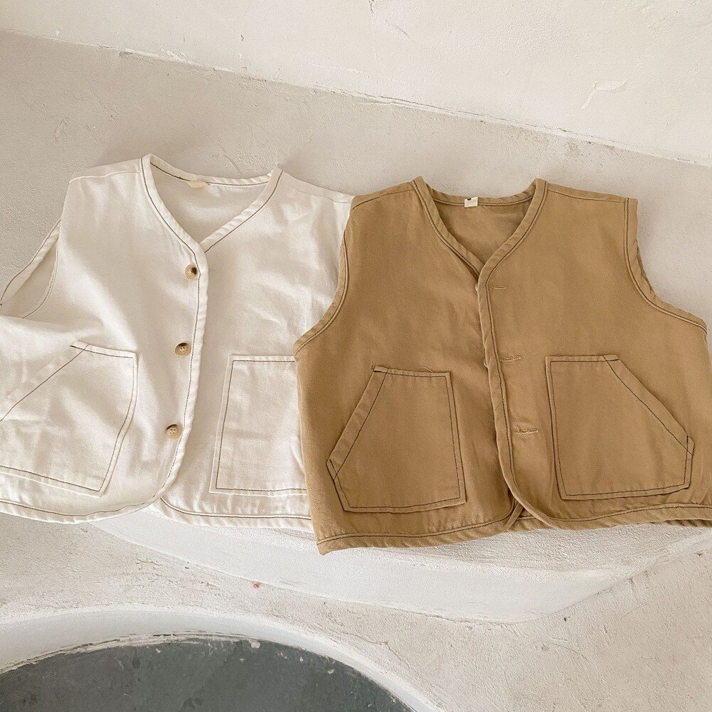 Chaleco de herramientas coreano para niños y niñas, holgado, japonés, informal, 2-6 años, Primavera,
