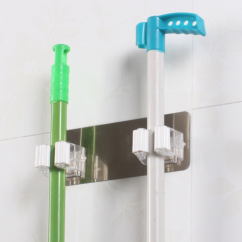 Pince à balai adhésive pour montage mural, support de salle de bain, outils ménagers, fournitures de vie, 2 pièces