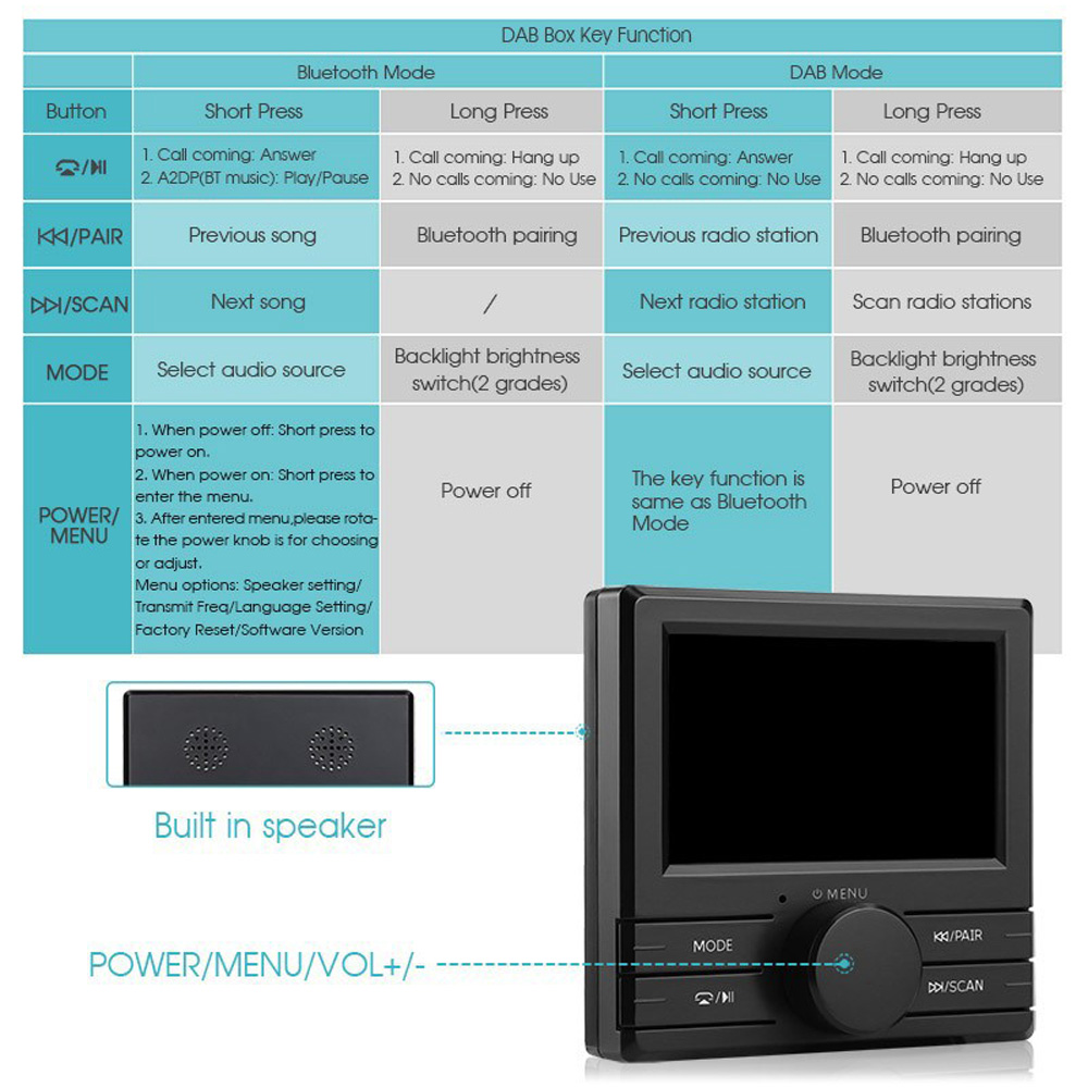 DAB 003 DAB + Box Digital Radio Antenna Tuner FM Transmission 3.0 Inch Display Screen with Bluetooth for Car Radio