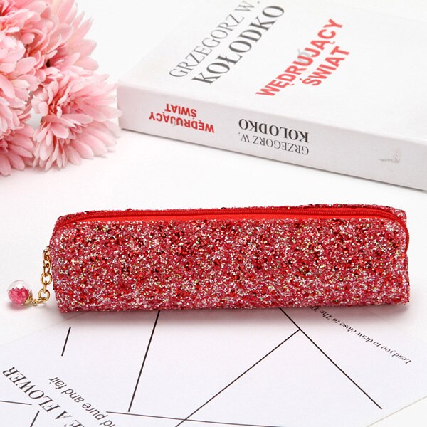 Estuche Escolar de lentejuelas, Estuche Escolar de estilo Escolar, Para El Colegio: Red