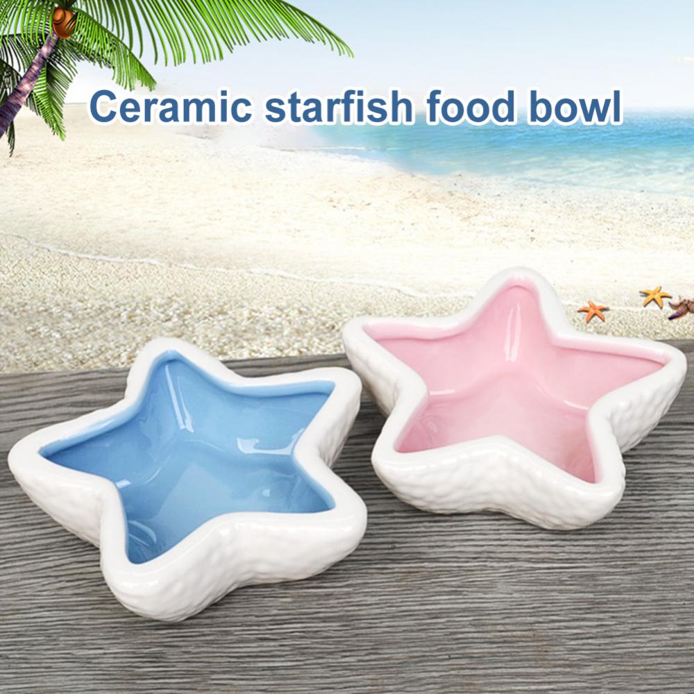 Pet Hedgehog Hamster Ceramic Starfish Food Bowl Dish Drinking Storage Container