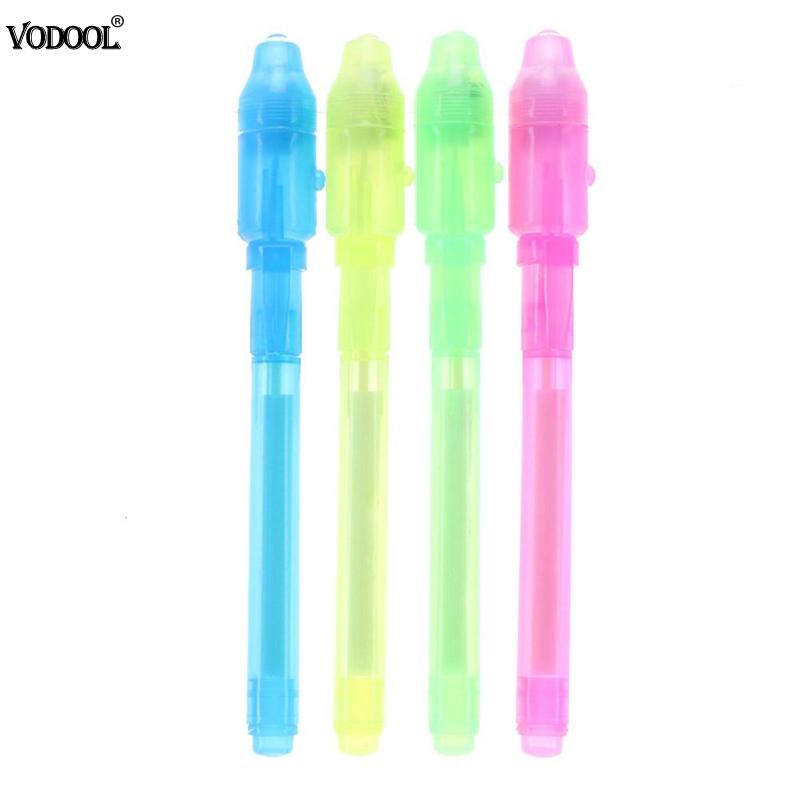VODOOL 4Pcs Magic 2 in 1 UV Black Light Marker Pen Highlighters Invisible Ink Pens School Office Drawing Supplies