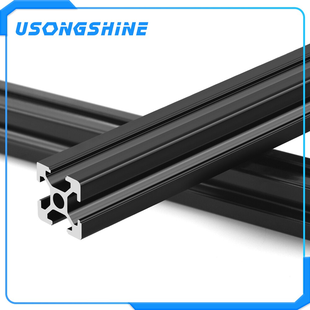 1PC BLACK European Standard Anodized Aluminum Profile Extrusion 300mm - 550mm Length Linear Rail 500mm for CNC 3D Printer
