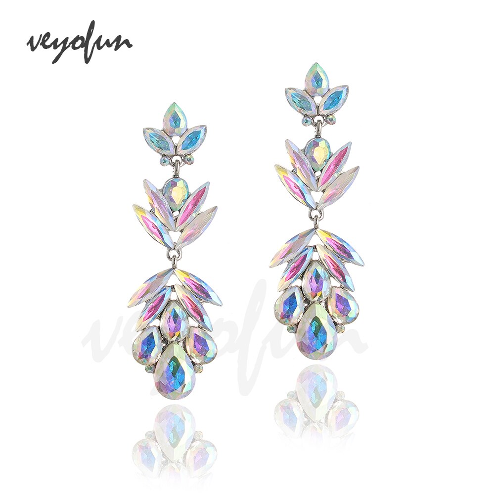 Veyofun Geometrische Crystal Oorbellen Hyperbole Bridal Dangle Oorbellen Mode-sieraden Voor Vrouwen: AB white