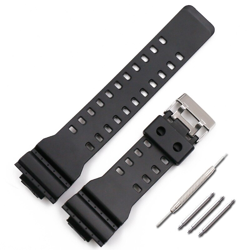 Watch Accessories Rubber Strap Men's Pin Buckle Resin Watch Strap Suitable for Casio G-shock GD120 GA100 GA110 GA400 watch band: Black