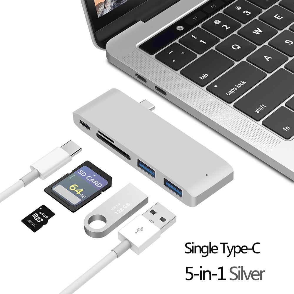 USB 3,1 tipo-C a HDMI Adaptador 4K Thunderbolt 3, USB-C con Hub 3,0 SD TF lector PD para MacBook Pro aire M1 Chip: 1T 5 in 1 Sliver