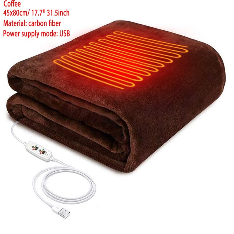 12V Car Winter Navy Blue Polar Fleece Constant Temperature Heating Blanket Car Electric Blanket Cover Pad Mat 3 Model: Coffee
