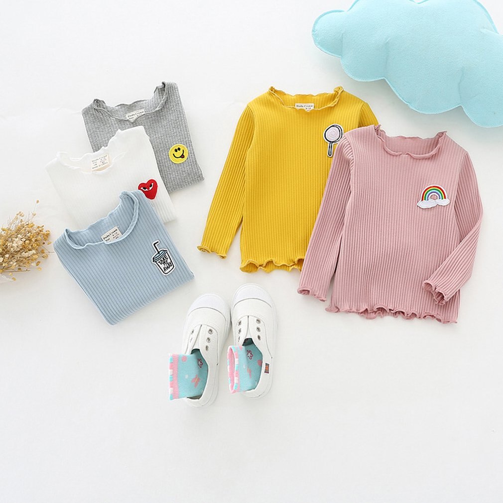 Camiseta de oreja de madera para niña, camisa con botones salvaje para bebé, ropa cálida de manga larga para Otoño e Invierno