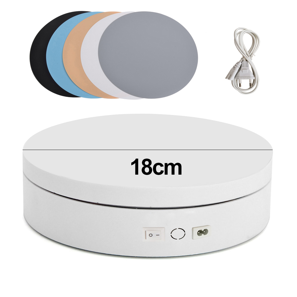 360 Degree Photography Electric Rotating Turntable Display Stand for Jewelry Product Display Electric Smart 3D Scan Pan with PVC: 18cm no control