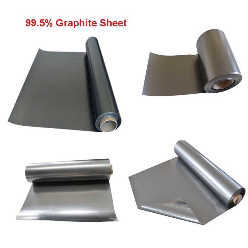 5 stk 99.5%  grafit fleksibel folie pakningsplade, tykkelse 0.3,0.4,0.5,0.8,1mm