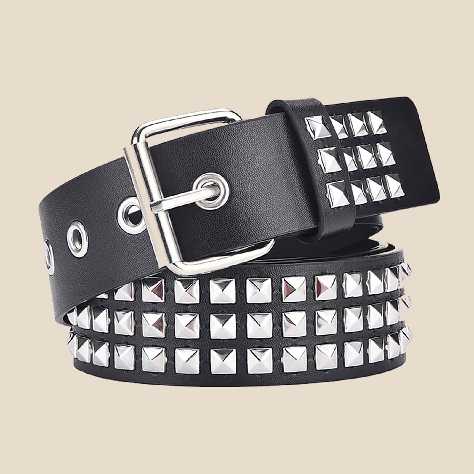 Square Bead Rivet Belt Metal Pyramid Belt Men and Women Punk Hardware Jeans Belt Y2K Belt Belt Women's Belt