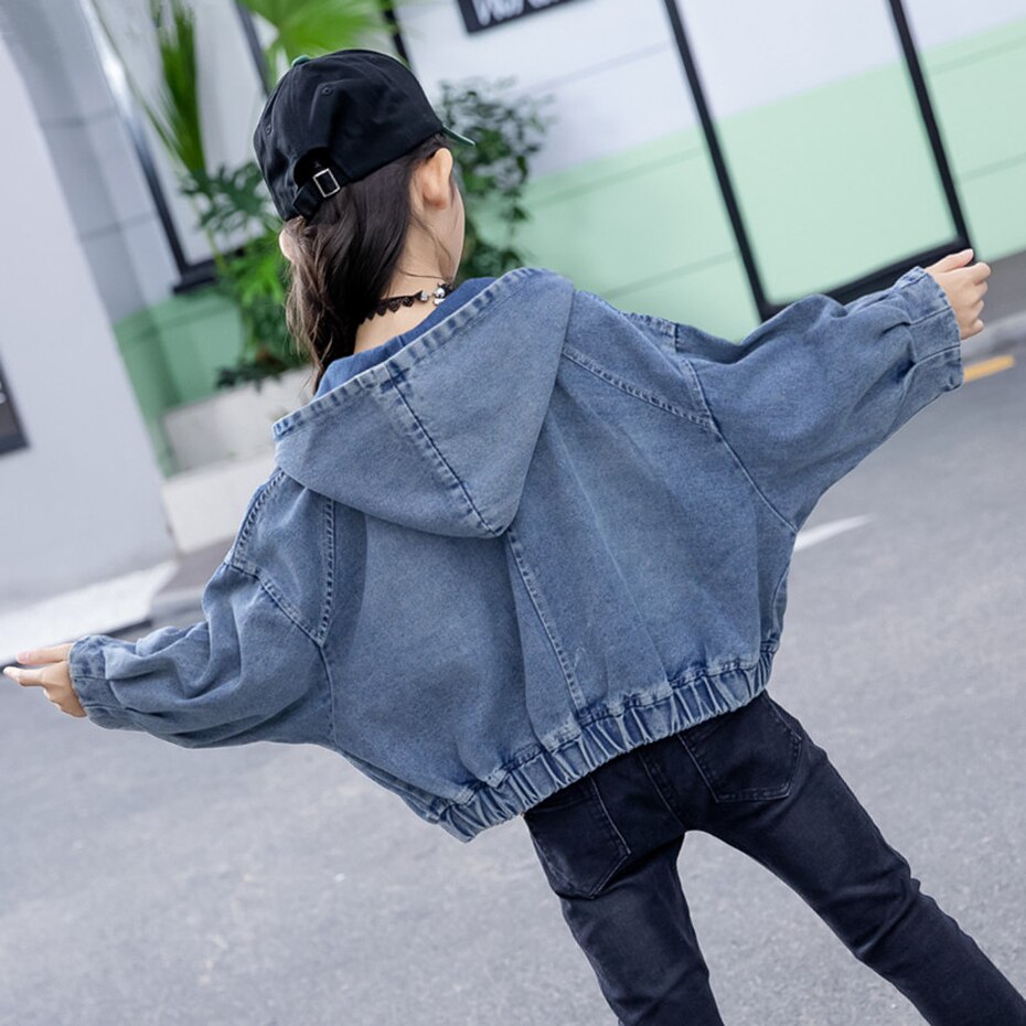 Veste en jean pour filles, manteaux de pour enfants de 6, 8, 10, 12 et 14 ans, décontracté