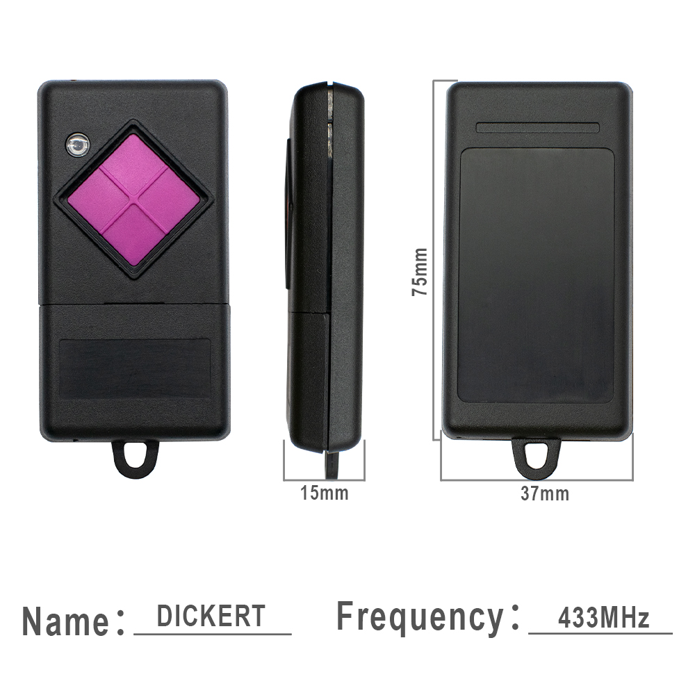 Dickert MAHS433 433 MHz MAHS433-01 MAHS433-04 Garagentor-Fernbedienung, rosa Taste, LED, orange, 433,92 MHz Sender
