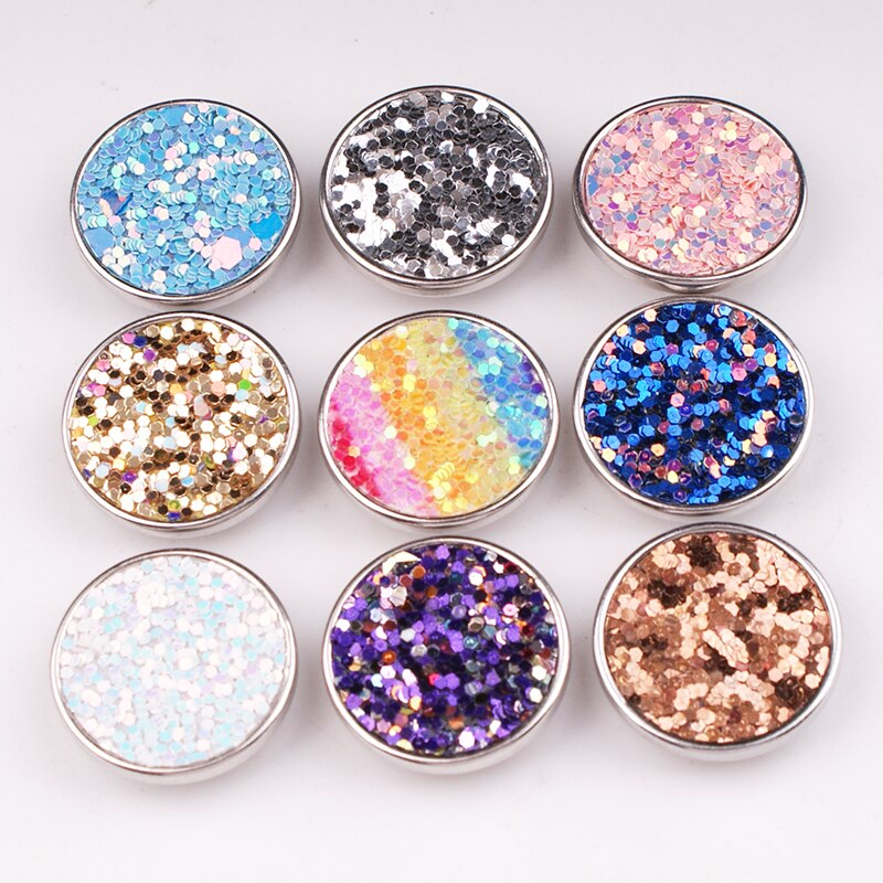 Schitterende glitter zeemeermin veelkleurige koperen armband met 20mm drukknopen, doe-het-zelf armband  mf7767