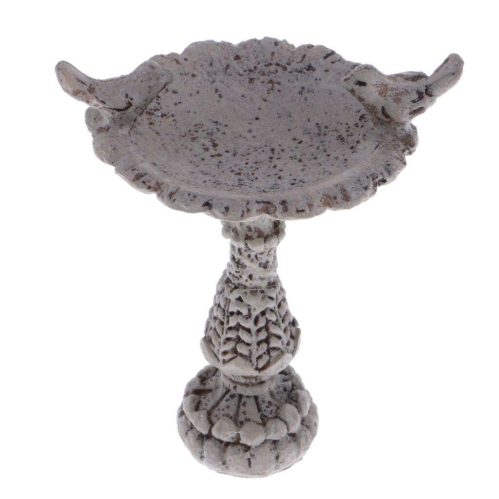 Casa di bambole in Miniatura Giardino Bagno di Uccello Fontana Statua con Gli Uccelli 1:12th