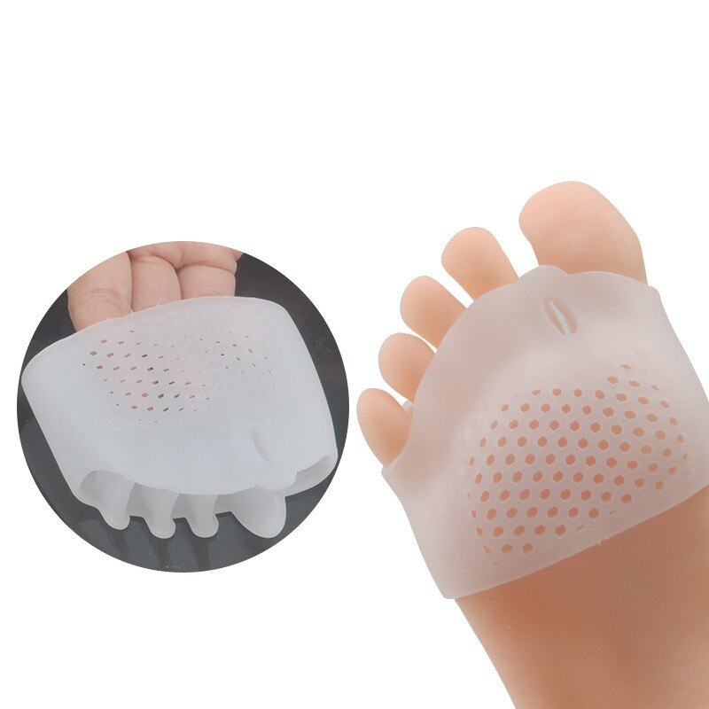 1 par silikon behagelige tåbøyler 5- hull hallux valgus rettetang kjeveortopedisk fot tåpleie: Hvit