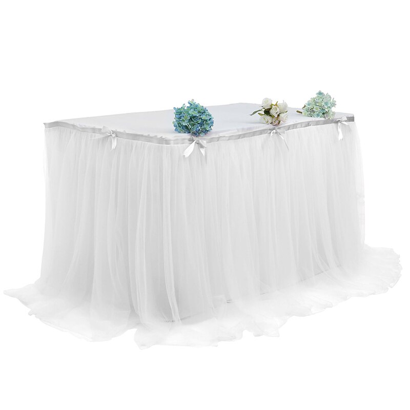 Färgglad bordskjol tyll duk för bröllop festival fest dekoration baby shower fest bord sockel hem textil