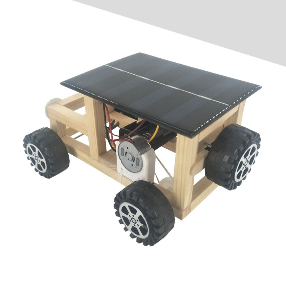 1pcs Wooden DIY Assembly Solar Car Scientific Educational Model Kit for Students Children
