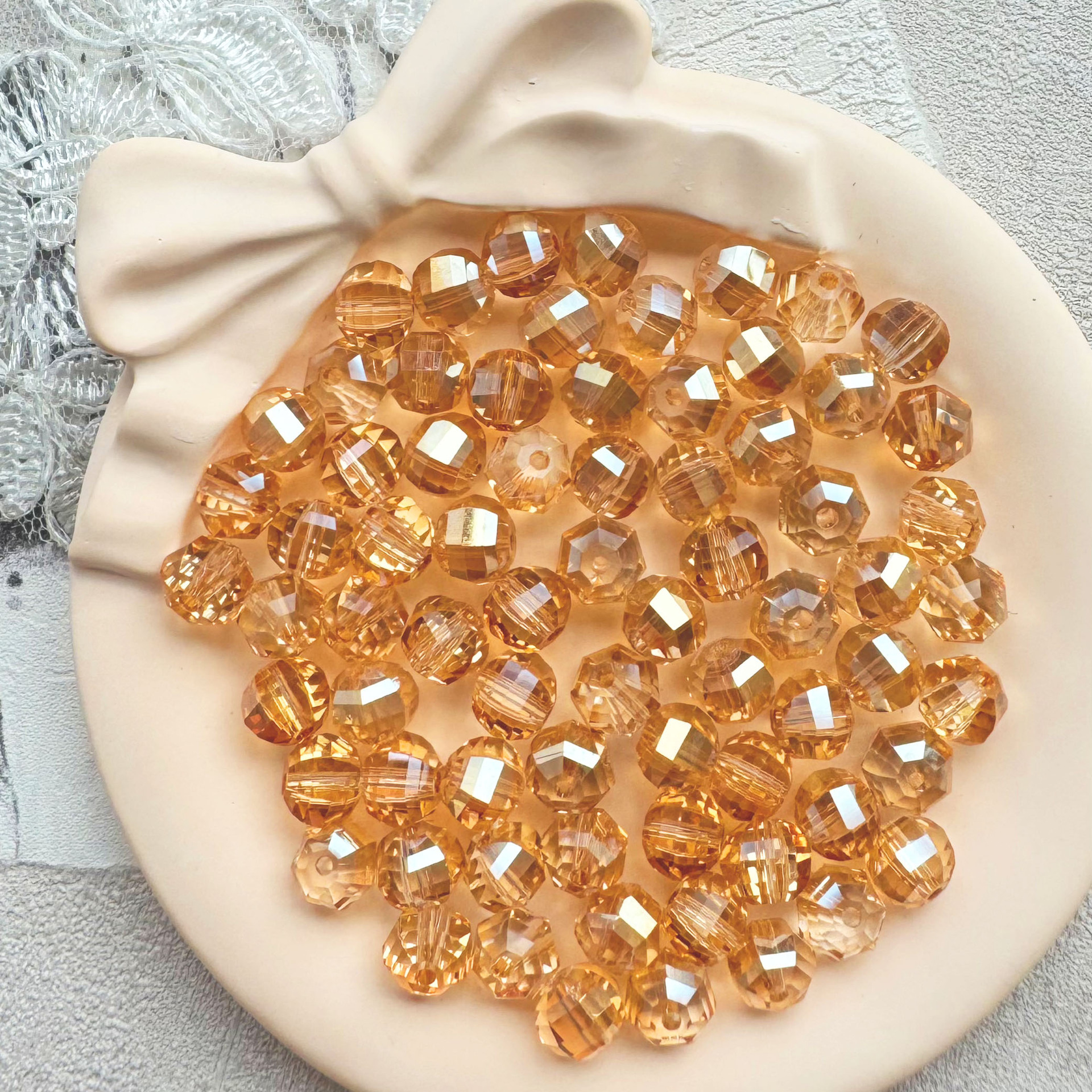 20 piezas cuentas de cristal redondas de Austria de 8mm, cuentas de vidrio facetadas de Color AB, cuentas espaciadoras sueltas para fabricación de joyería, collar de pulsera DIY: Blanco